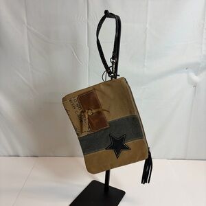 Myra Bag Montville Vintage Series Wristlet Pouch Canvas & Leather NWT